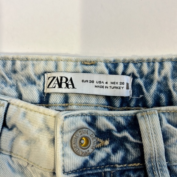 Zara woman’s Ripped acid wash high rise mom fit denim jeans pants size 4 - Picture 5 of 11